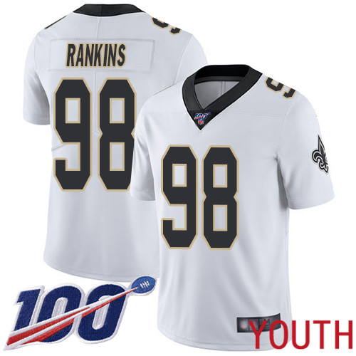 New Orleans Saints Limited White Youth Sheldon Rankins Road Jersey NFL Football #98 100th Season Vapor Untouchable Jersey